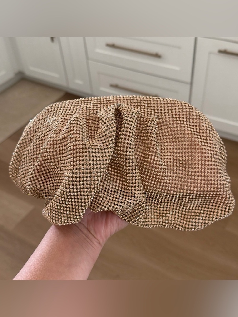 Nina Gold Crystal Mesh Evening Clutch